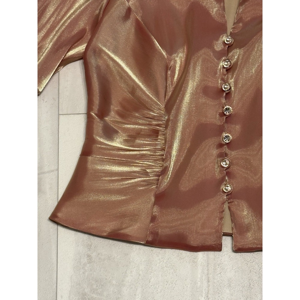 Vintage J.R. Nites Evening Top Sz 8 Gold Rhinestone Button Beaded Trim NWT Rare - Picture 5 of 14